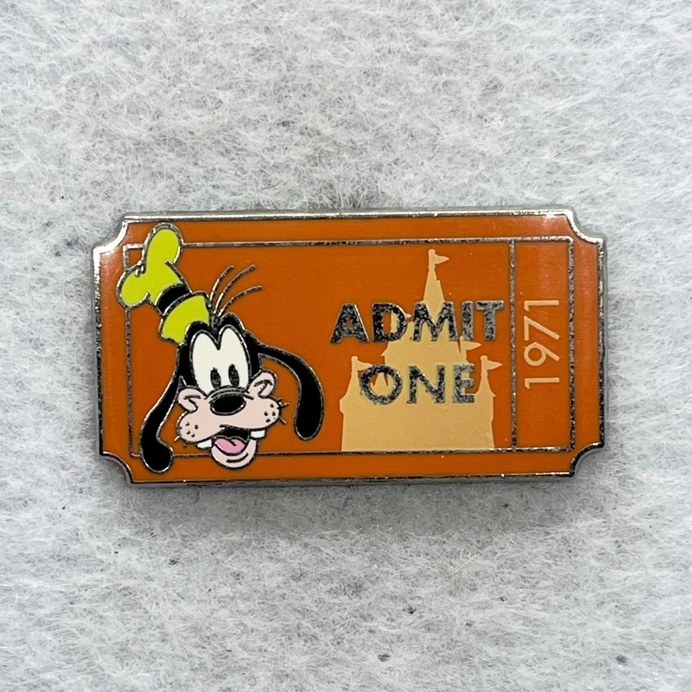 🔮 5/$25 Disney Goofy Admission Ticket Admit One Pin